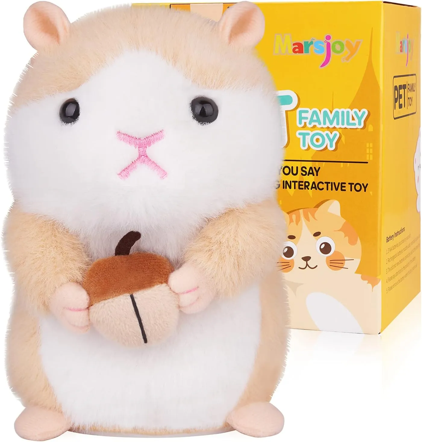 Hamster Talking Pet Toy Repeat What You Say Robot Plush Stuffed Animal Interactive, Dancing and Shaking Robotic Recording Toy, Animated Toy Pet for Girls Boys Baby Kids H: 6.3"