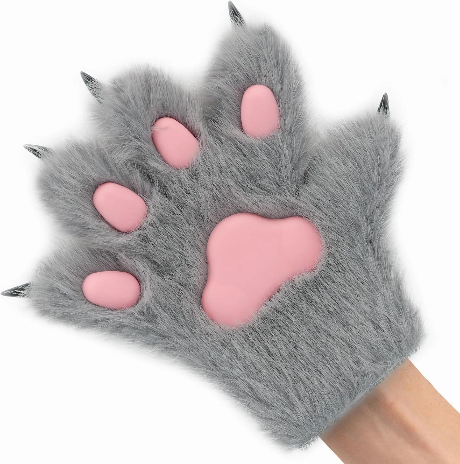 HAOAN Furry Fur Cat Wolf Fox Dog Fur Animal Paws Claws Golves Mittens Hands Costume Cosplay for Kids