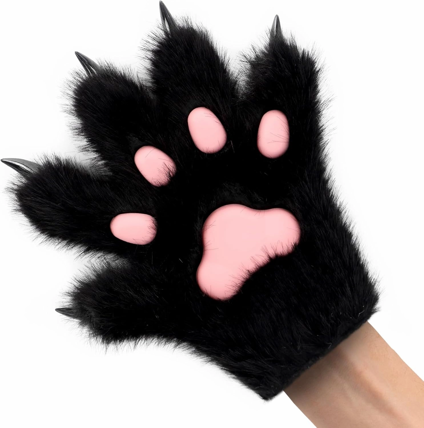 HAOAN Furry Fur Cat Wolf Fox Dog Fur Animal Paws Claws Golves Mittens Hands Costume Cosplay for Kids