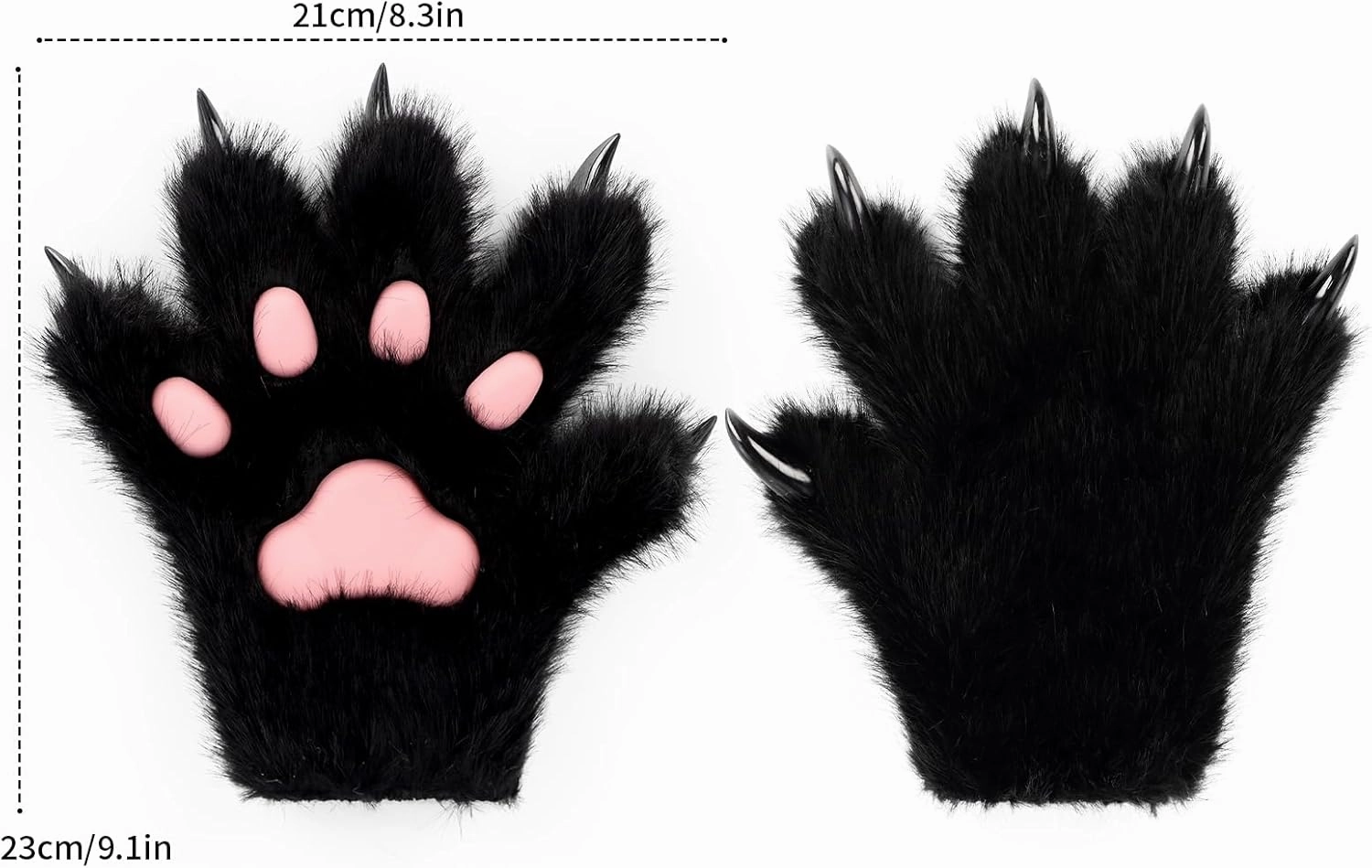 HAOAN Furry Fur Cat Wolf Fox Dog Fur Animal Paws Claws Golves Mittens Hands Costume Cosplay for Kids