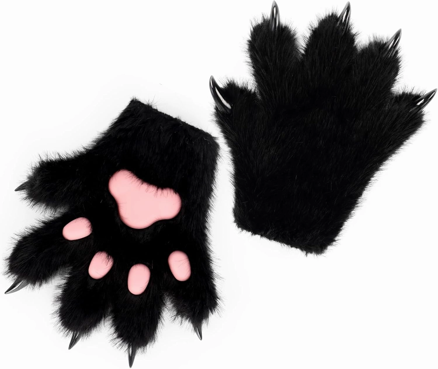 HAOAN Furry Fur Cat Wolf Fox Dog Fur Animal Paws Claws Golves Mittens Hands Costume Cosplay for Kids