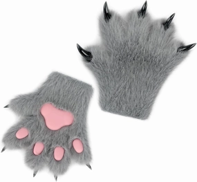 HAOAN Furry Fur Cat Wolf Fox Dog Fur Animal Paws Claws Golves Mittens Hands Costume Cosplay for Kids