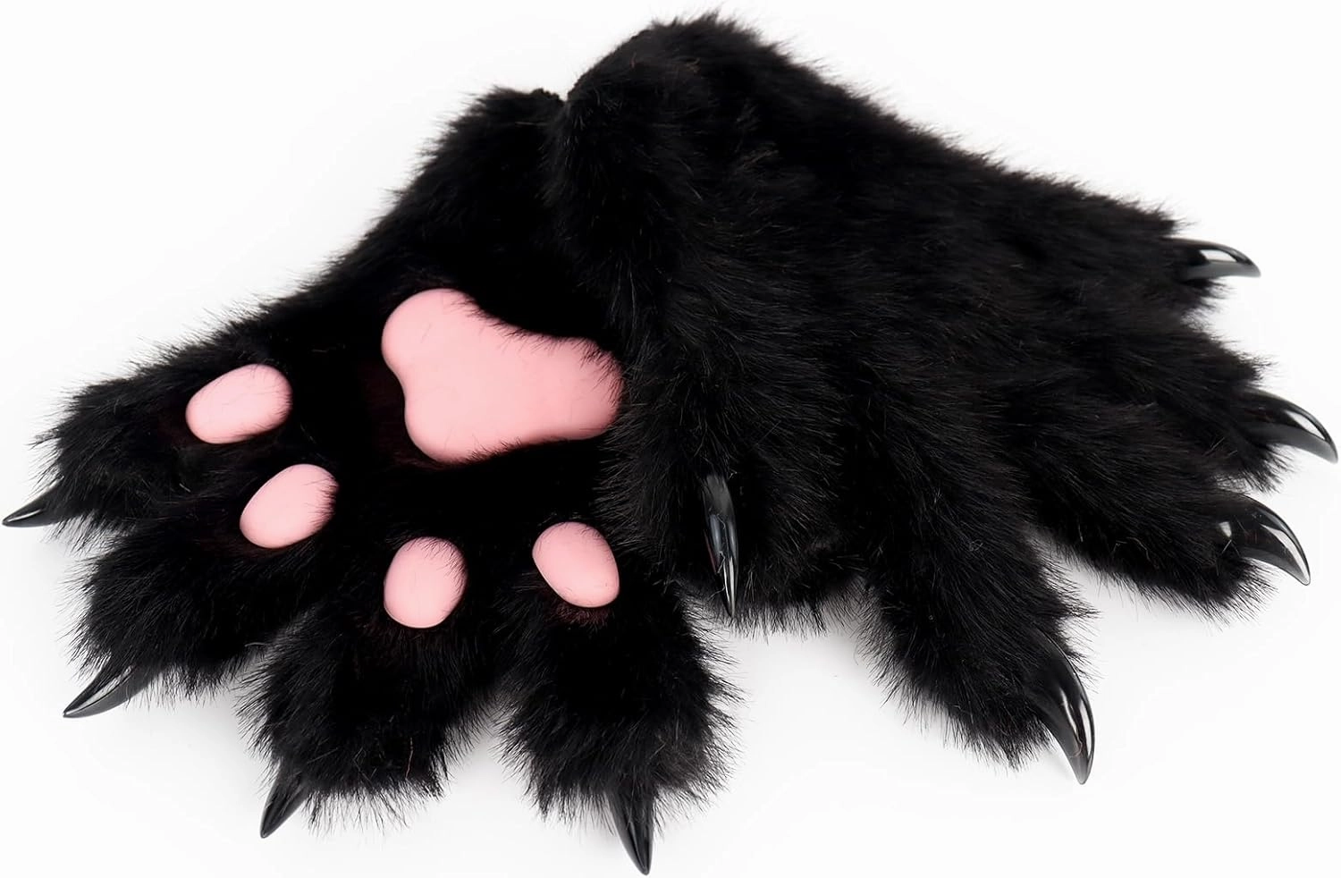 HAOAN Furry Fur Cat Wolf Fox Dog Fur Animal Paws Claws Golves Mittens Hands Costume Cosplay for Kids
