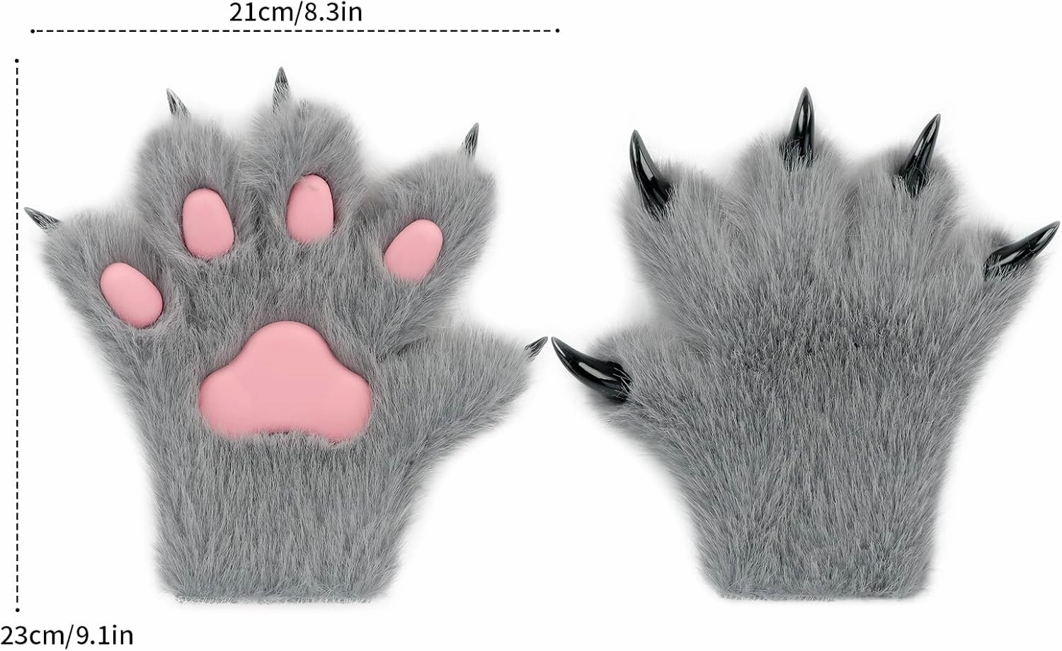 HAOAN Furry Fur Cat Wolf Fox Dog Fur Animal Paws Claws Golves Mittens Hands Costume Cosplay for Kids
