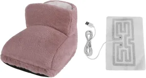 Heated Feet Warmer USB Rechargeable Cushion Plush Foot Heater Electric Heating Pad Winter Office Heating Shoes Insole Heater Dormitory Night's Sleep Heat Therapy Heated Massage Foot Warmer Slippers
