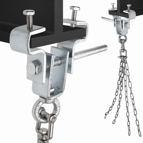 Heavy Duty I-Beam Clamp Holder, Boxing Bag Hanger/Lifter, Adjustable 2.5'-7.5' Steel Beam Clamp, 550lb Capacity, with Swivel Chain and Attachment Ring