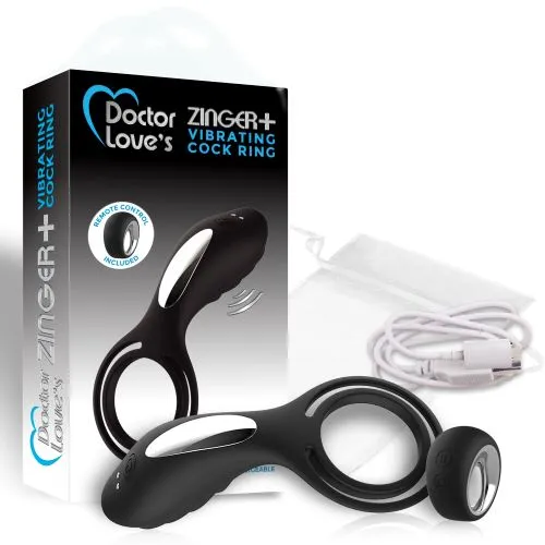 Hella Raw Doctor Love Zinger  Vibrating Rechargeable Cock Ring W/ Remote Black