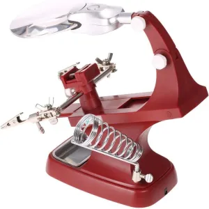 Helping Hand Magnifier Soldering Station with 2 LED Multi-Functional Welding Magnifier with Clamp and Alligator Clips for Soldering, Assembly, Repair and Crafts