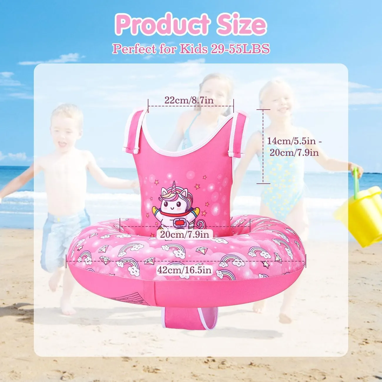HeySplash Toddler Swim Vest for Age 3-6, Swim Trainer Vests with Adjustable Strap fit for Boys Girls 30-60lbs,Children Swimsuit, Floating Tubes Swim Aid Jackets,Beginner Learn to Swim Pool Floaties