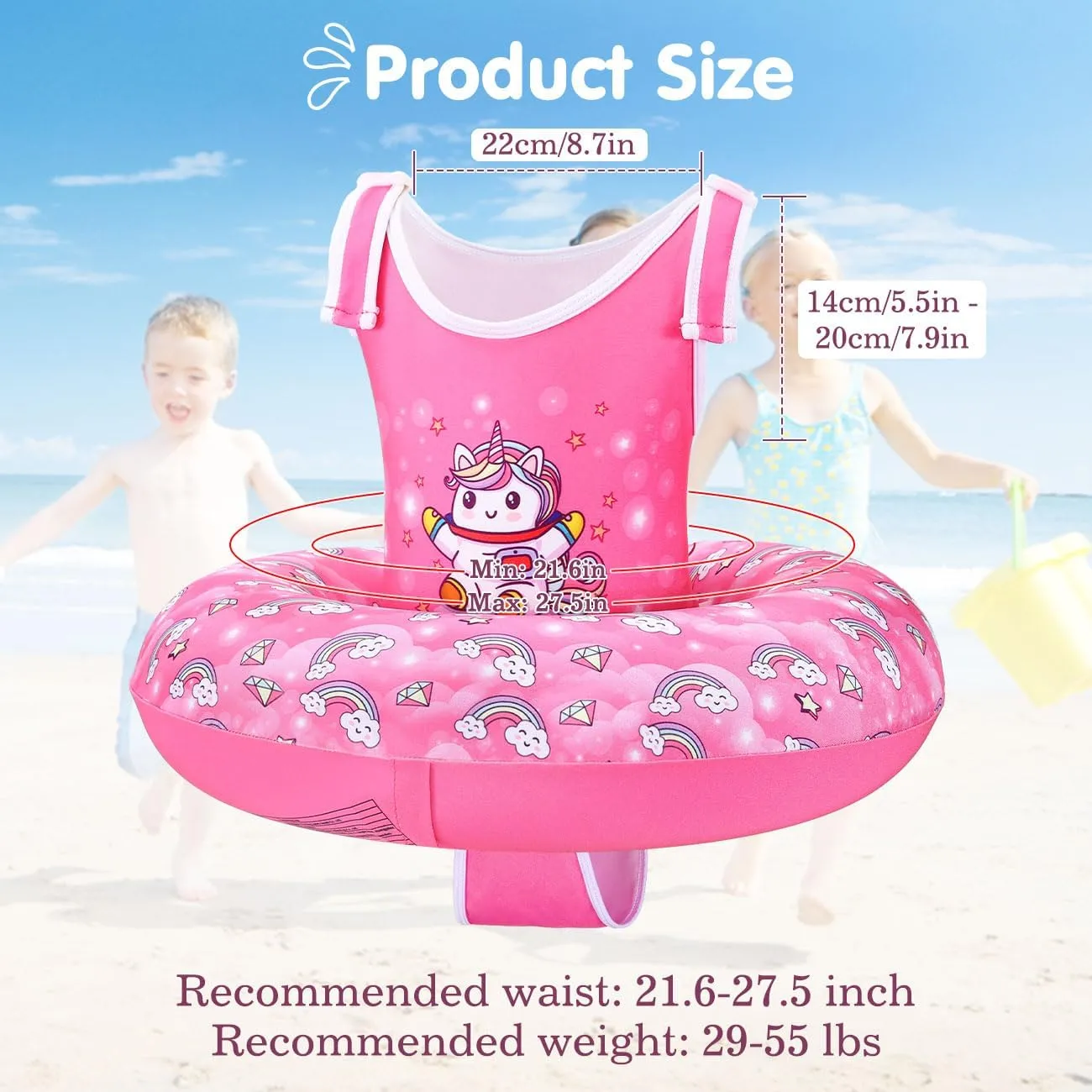 HeySplash Toddler Swim Vest for Age 3-6, Swim Trainer Vests with Adjustable Strap fit for Boys Girls 30-60lbs,Children Swimsuit, Floating Tubes Swim Aid Jackets,Beginner Learn to Swim Pool Floaties