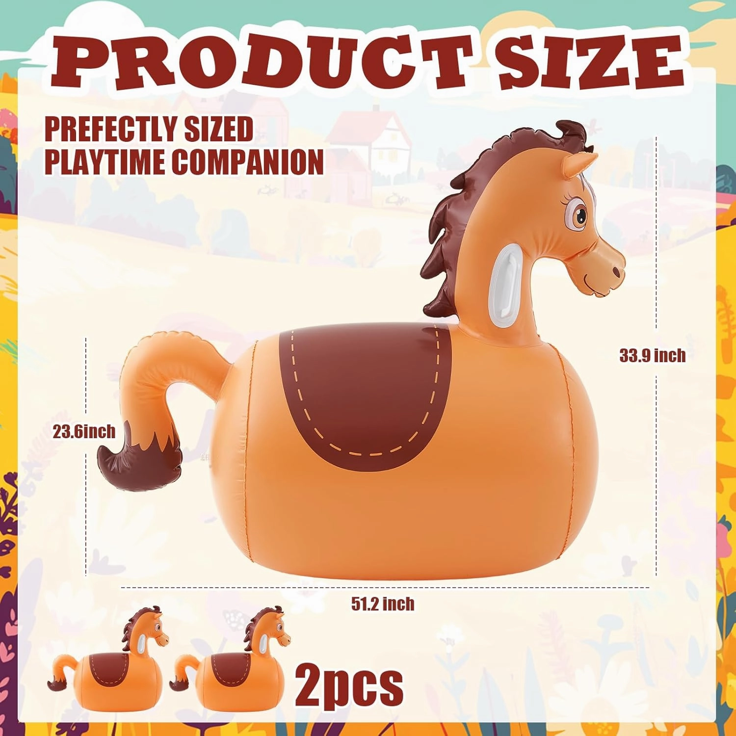 Hiboom 2 Pcs Giant Inflatable Hopping Toys 51 Inch Bouncer Animal Toys Ride on Animal Bouncy on Hopping for Birthday Party Gifts(Horse)