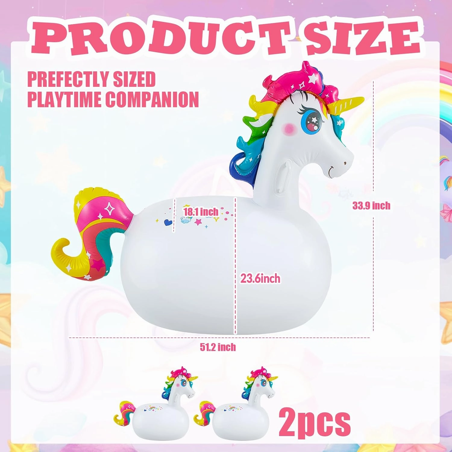 Hiboom 2 Pcs Giant Inflatable Hopping Toys 51 Inch Bouncer Animal Toys Ride on Animal Bouncy on Hopping for Birthday Party Gifts(Unicorn)