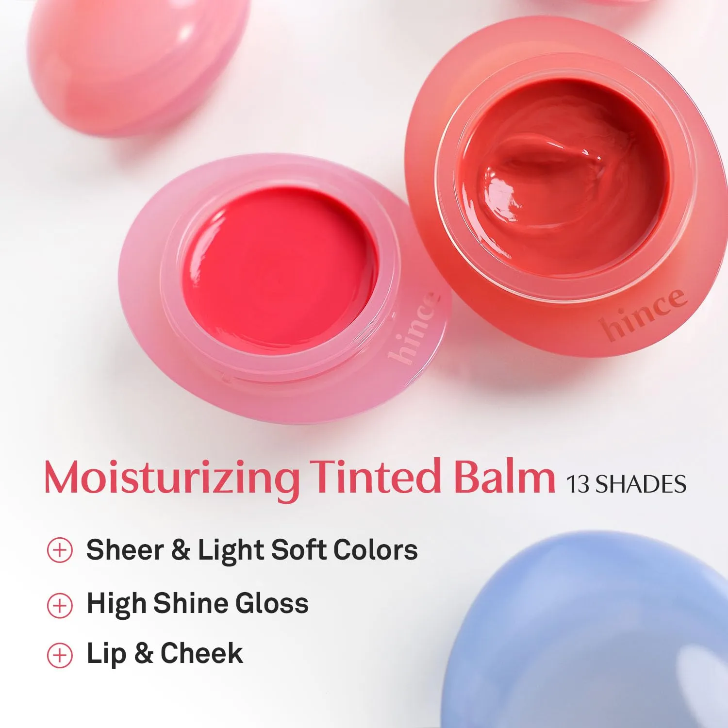 HINCE Raw Glow Dewy Ball - Tinted Lip Balm, Jelly Gloss Glow, Shine and Hydration, Lip & Blush Multiuse, Vegan, 0.12 oz. (13 colors) (BUNNY PINK)