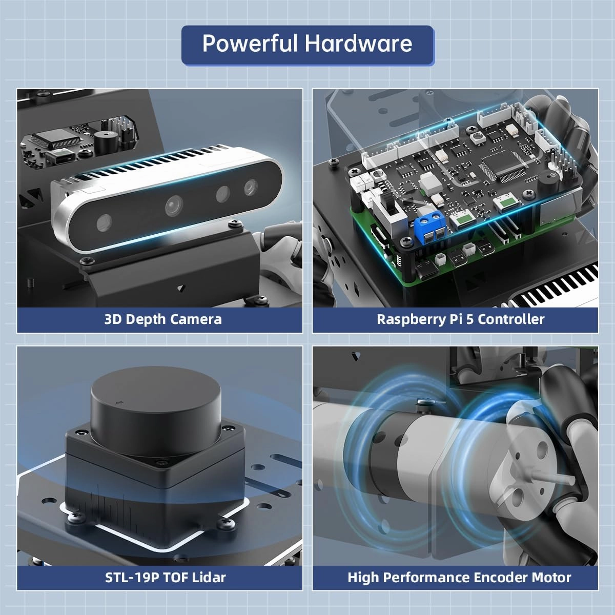 HIWONDER Raspberry Pi 5 Robot Car with 3D Depth Camera MentorPi M1 Mecanum-Wheel Chassis ROS2-HUMBLE Support SLAM Mapping Navigation and Autonomous Driving（with Raspberry Pi 5 4GB）