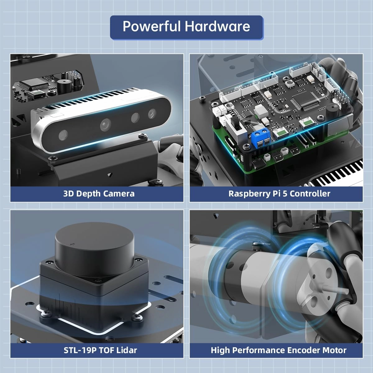 HIWONDER Raspberry Pi 5 Robot Car with 3D Depth Camera MentorPi M1 Mecanum-Wheel Chassis ROS2-HUMBLE Support SLAM Mapping Navigation and Autonomous Driving（with Raspberry Pi 5 8GB）
