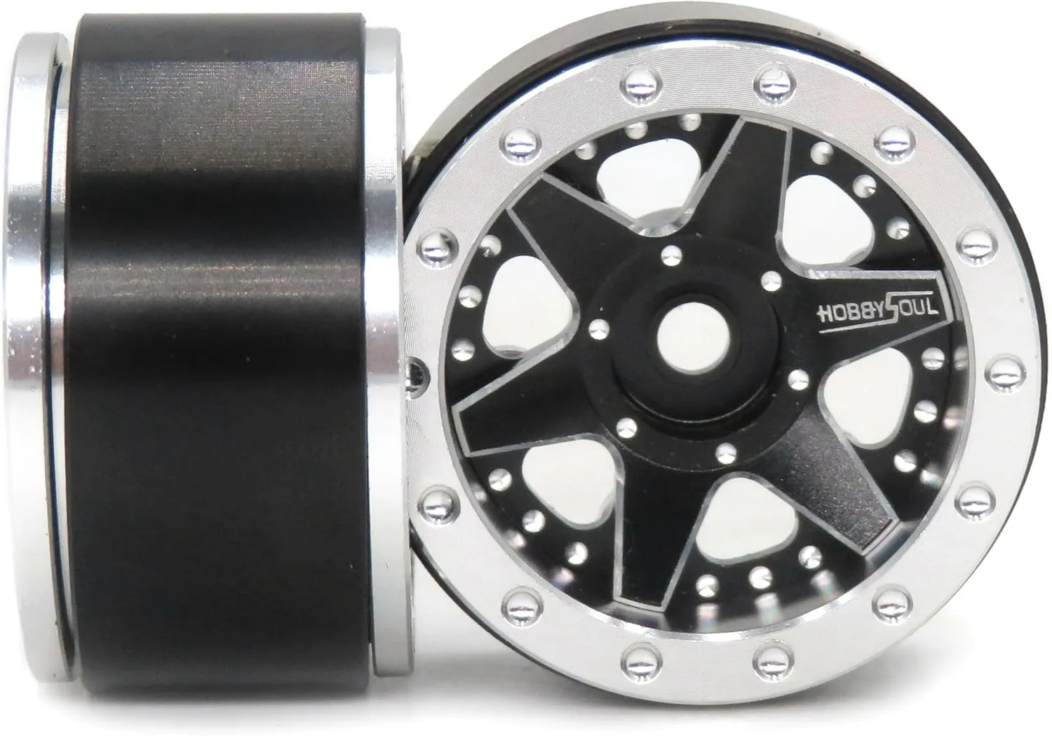 hobbysoul Adjustable Offset 1.0 Beadlock Wheels Rims, Negative Offset Heavy 1.0 Wheels 20.5g/Rim for RC Micro Crawler 1/18 TRX4M Axial SCX24 90081, (4-Pack)