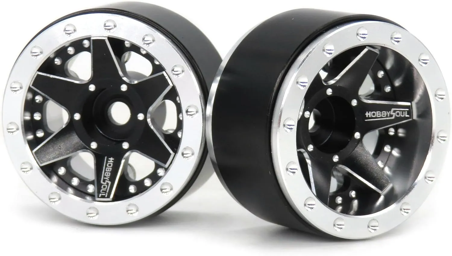hobbysoul Adjustable Offset 1.0 Beadlock Wheels Rims, Negative Offset Heavy 1.0 Wheels 20.5g/Rim for RC Micro Crawler 1/18 TRX4M Axial SCX24 90081, (4-Pack)
