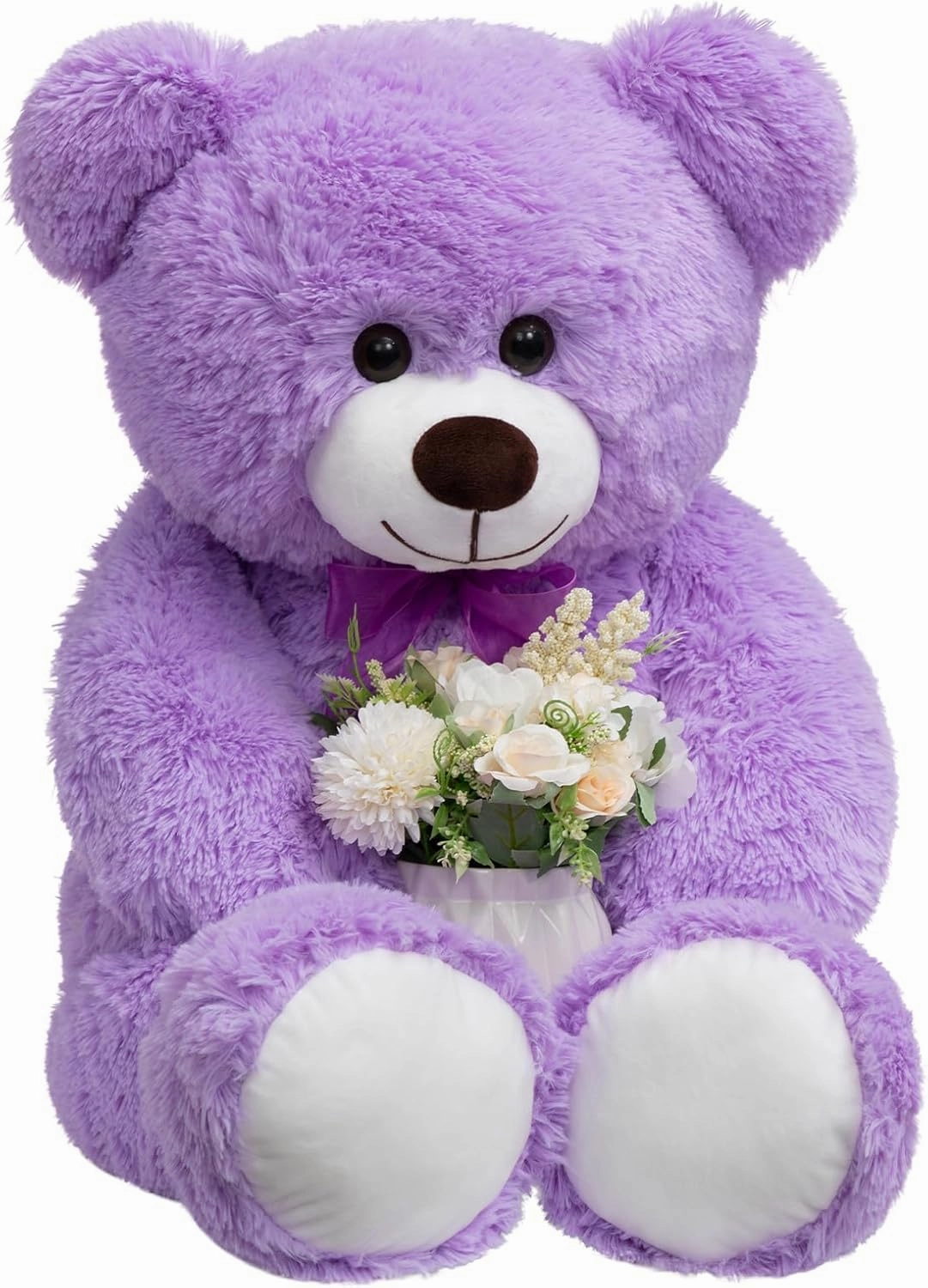 HollyHOME Big Teddy Bear Stuffed Animal Large Teddy Bear Cuddly Plush Toy for Girlfriend Kids 36 inches Purple