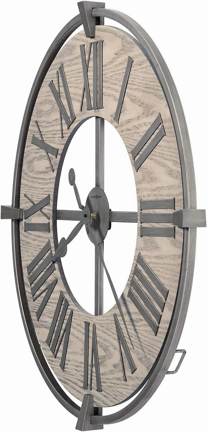 Howard Miller L'Anse Wall Clock II 549-451 – 32” Oversized Wrought Iron and Wood with Quartz Movement