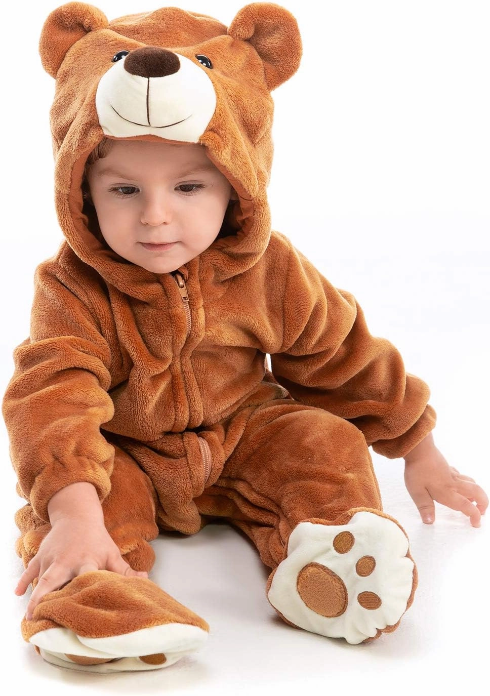 HSCTEK Baby Bear Onesie Costume, Unisex Infant Baby and Toddler Hooded Bodysuit 0-4T