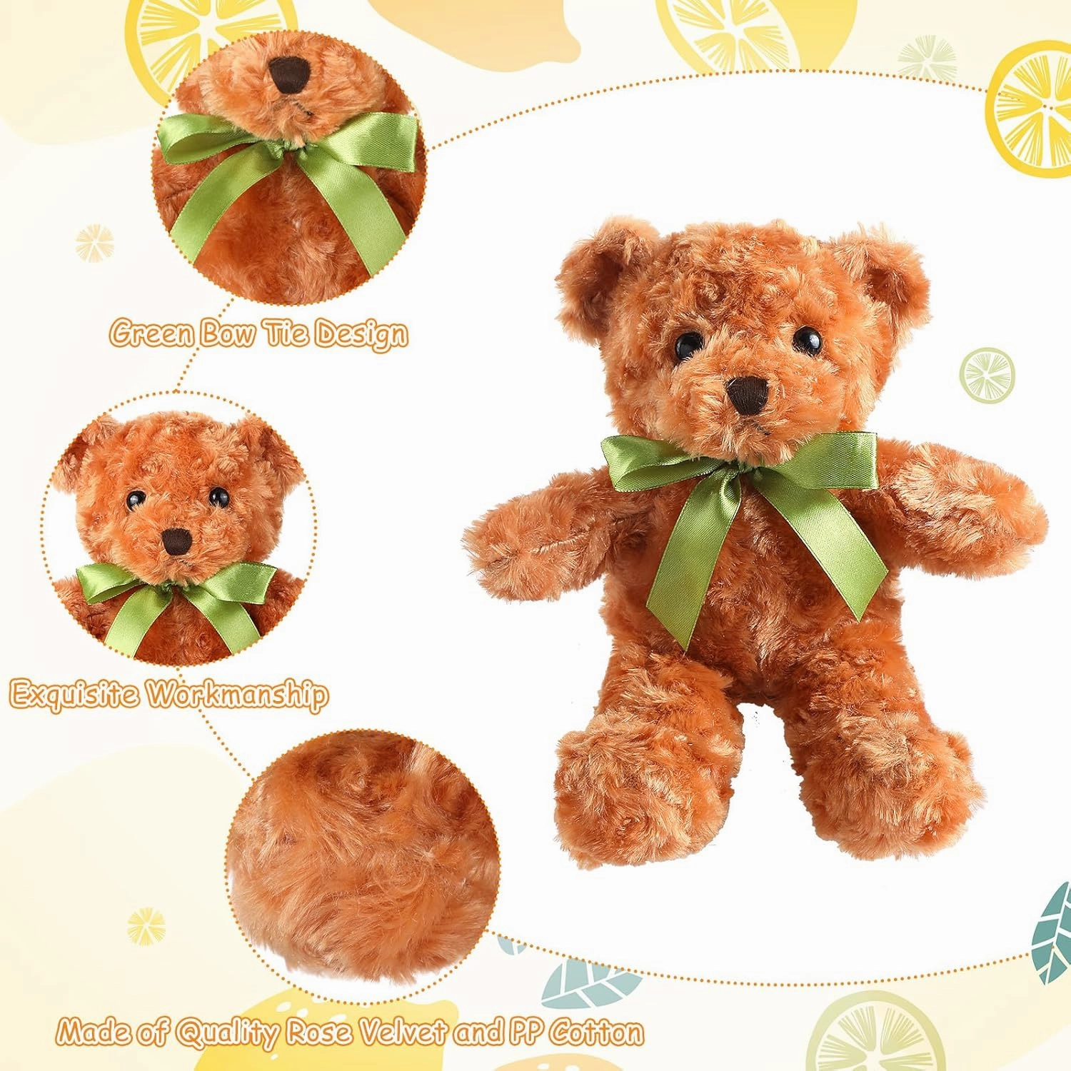 Hungdao 24 Pcs Bear Bulk Plush Stuffed Animals 10 Inch Cute Soft Stuffed Bear with Green Bow for Baby Shower Birthday Party Gift (Dark Brown, Light Brown, White)