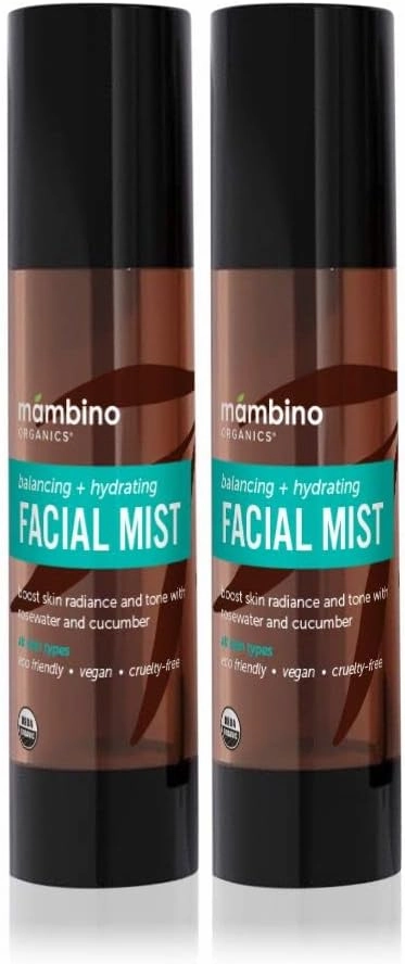 Hydrating Facial Mist Spray – Organic, Vegan Toner with Rosewater, Witch Hazel, & Red African Tea – Pore Minimizing for Sensitive Skin – Cruelty-Free Skin Care by Mambino Organics, 2-Pack 4 floz