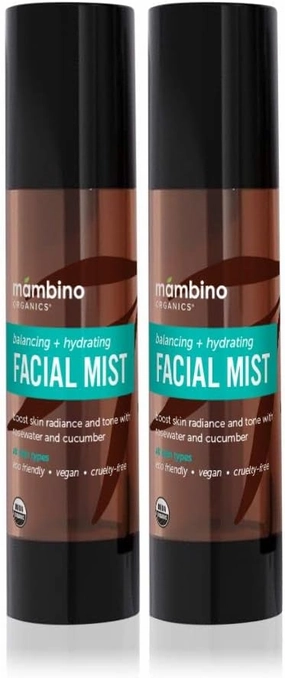 Hydrating Facial Mist Spray – Organic, Vegan Toner with Rosewater, Witch Hazel, & Red African Tea – Pore Minimizing for Sensitive Skin – Cruelty-Free Skin Care by Mambino Organics, 2-Pack 4 floz