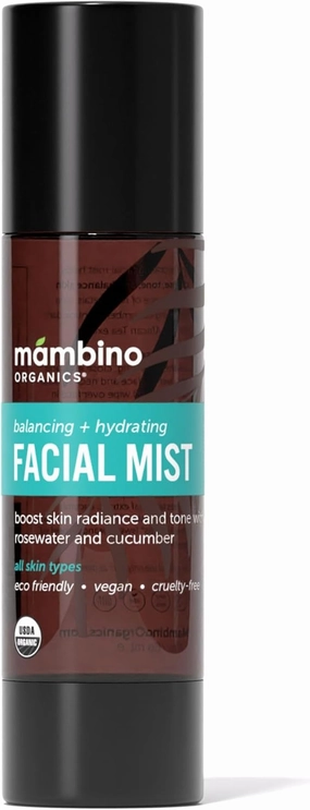 Hydrating Facial Mist Spray – Organic, Vegan Toner with Rosewater, Witch Hazel, & Red African Tea – Pore Minimizing for Sensitive Skin – Cruelty-Free Skin Care by Mambino Organics, 4 floz