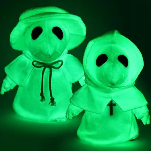 HyDren 2 Pcs Glowing Plague Doctor Plush Toys 12 Inch Glow in The Dark Plush Plague Doctor Halloween Stuffed Animal Horror Plushies for Christmas Ideal Gift Collectible Decors