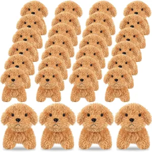 HyDren 30 Pcs 4.72 in Puppy Dogs Stuffed Animals Bulk Mini Stuffed Puppies Plush Soft Dog Fluffy Plush Animal for Kids Baby Girls Boys Birthday Gifts Goodie Bag Fillers(Light Brown)