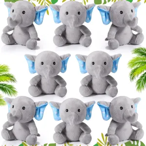 HyDren 8 Pcs Plush Valentine Mini Elephant Stuffed Animal Toys 4 Inches Cute Soft Forest Elephant Toys for Baby Shower Birthday Party Christian Charity Donation Supplies(Blue)