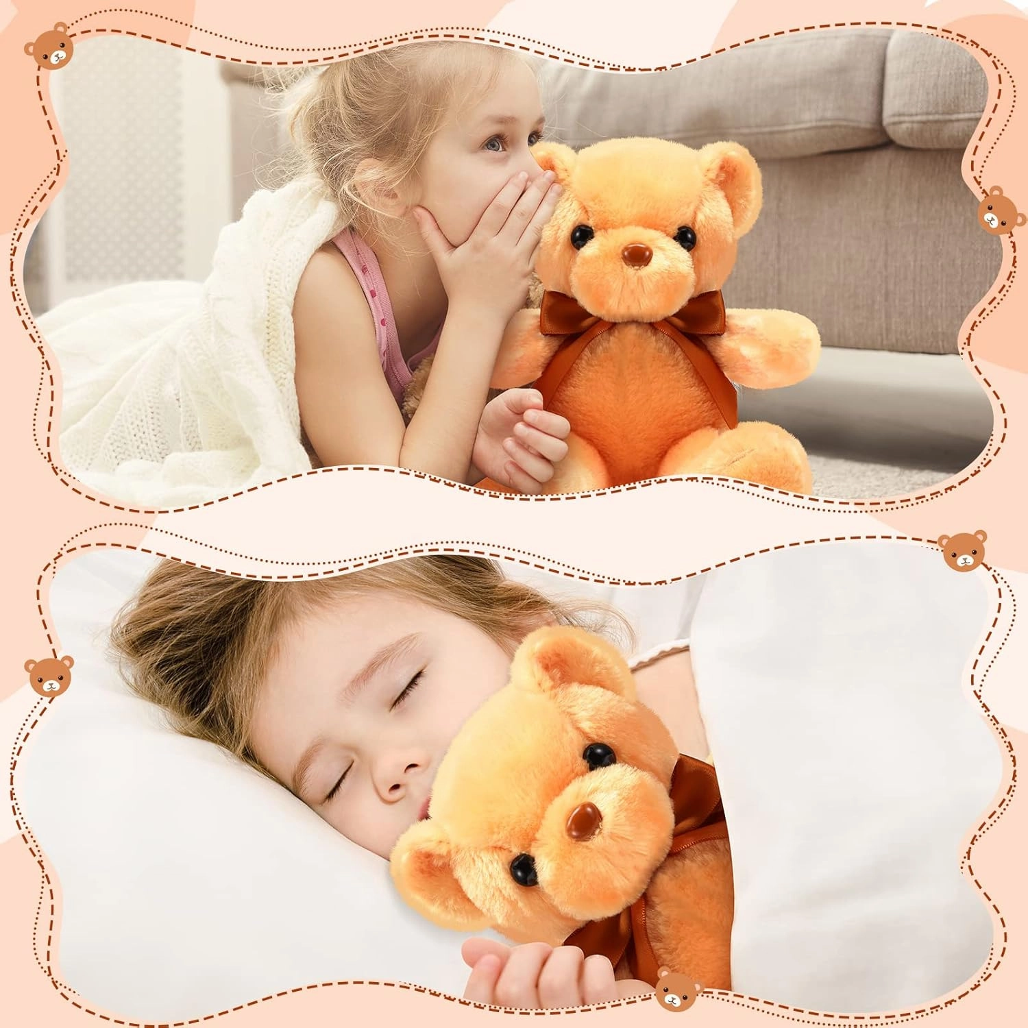 HyDren 12 Pcs 12 Inch Bear Stuffed Animal Bulk Soft Plush Bears Bulk with Ribbon Bow for Birthday Baby Shower Graduation Wedding Party Favor (Brown)