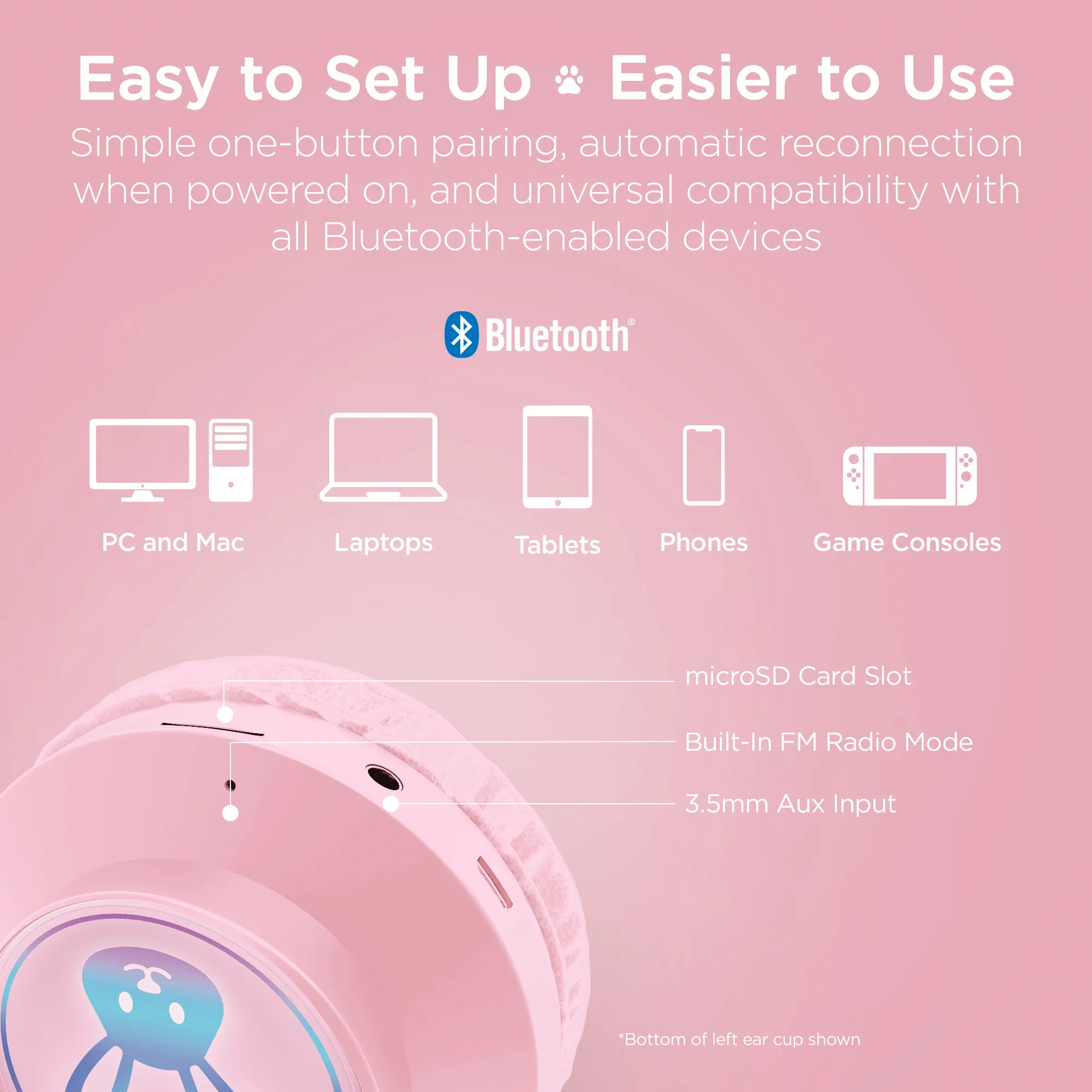 HyperGear Bunny Tracks Wireless Light-Up Headphones