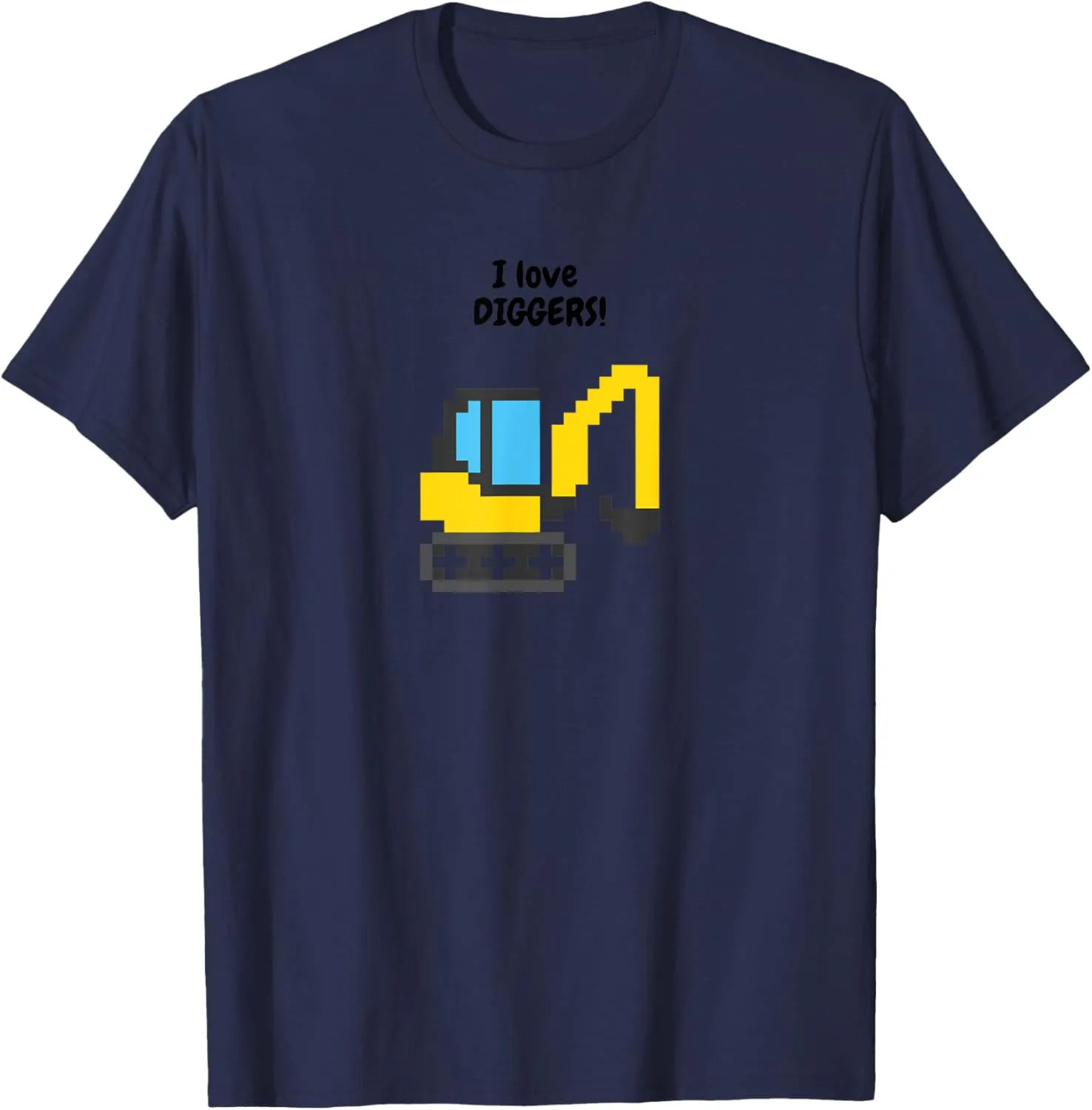 I Love Diggers – Pixel Art JCB Excavator Gift T-Shirt