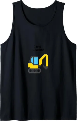 I Love Diggers – Pixel Art JCB Excavator Gift Tank Top