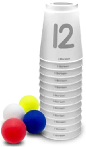 i-Scream Numbered Stacking Cups - 12 Sport Stacking Cups with Numbers, 4 Ping Pong Balls for Teachers, School PE/Classroom Activities, Games, Sports Training, Drills