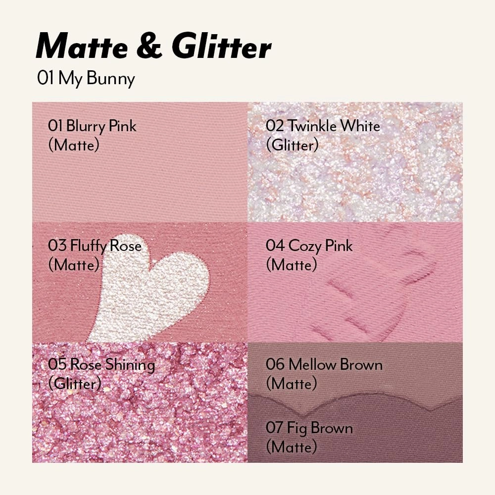 I'M MEME Wonder Soft Layer Palette - 7 Shades | Portable Size, Versatile, Blendable, Neutral Colors with Soft Texture, 02 My Bunny, 0.23 Oz