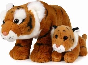 Ice King Bear Tiger Mom and Baby Stuffed Animals Plush Toy 14 Inches (Brown)