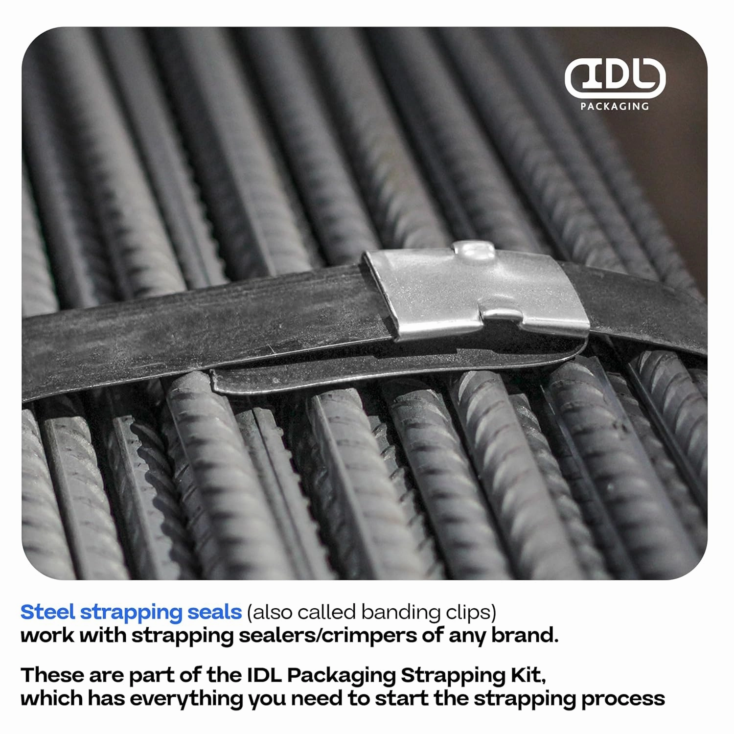 IDL Packaging Open (Snap-On) Seals for 3/4" Strap Width Steel Strapping (Pack of 1000) - Superior Holding Power - Sturdy Metal Clips for Securing Heavy Packaging and Pallet Banding