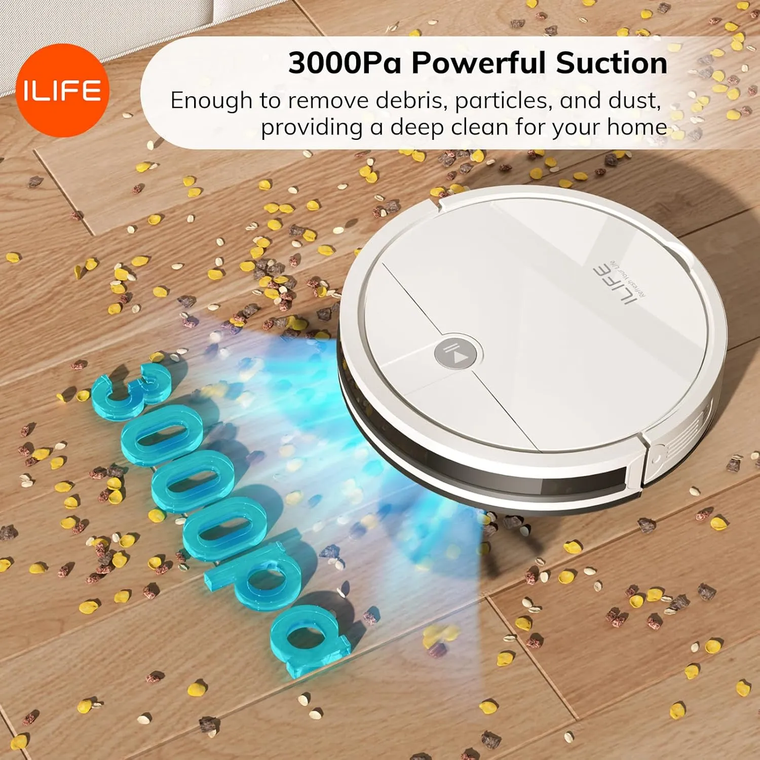 ILIFE X3 Robot Vacuum Cleaner, Tangle-Free 3000Pa Suction, 120 Min Runtime, Self-Charging Robotic Vacuum, 2.4GHz WiFi/App/Alexa Control, Slim, Quiet, Ideal for Pet Hair and Hard Floors