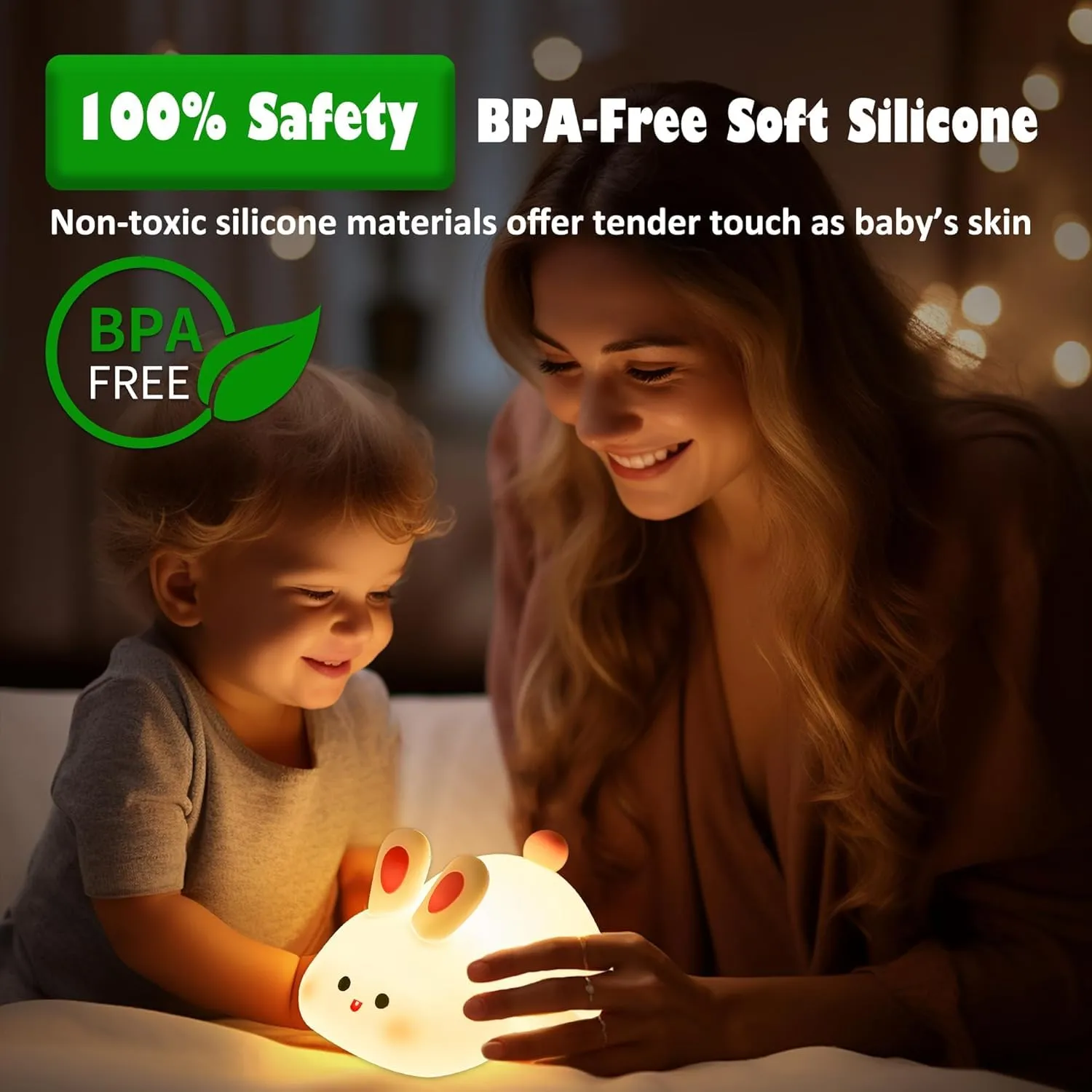 INFLUX Cute Night Light for Kids-Rechargeable Bunny Lamp, Perfect Girls Gift for Bedroom Decor, Baby Toys, Birthday Gifts, Night Lamp and Christmas Gifts-Portable Light for Kids, Bedside Lamp (RABBIT)