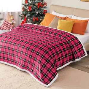inhand Valentines Day Pink Sherpa Throw Blanket, King Size Cozy Plush Flannel Fleece, Romantic PlaidSoft Blanket for Bed, Bedroom, Gifts for Couple,Her,Wife,Girlfriend,Mom,Wedding(Pink, 90”x 104”)