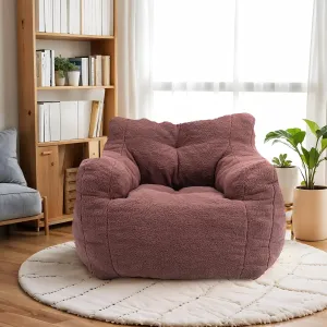INMOZATA Bean Bag Chair for Adult and Teens 3FT Pre-Filled Soft Teddy Fluffy Lazy Sofa Floor Chair Beanbag for Living Room Playroom Dorm Apartment (Brick Red)