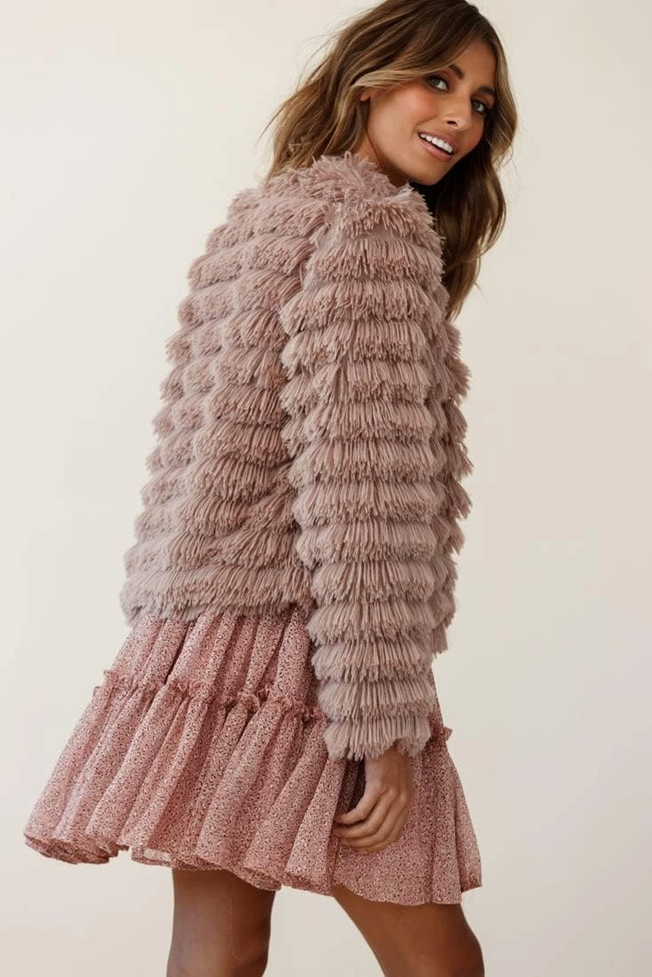 Inorin Womens Fall Open Front Cardigan Faux Fur Coat Vintage Parka Shaggy Jacket Warm Coat Tops