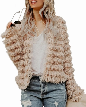 Inorin Womens Fall Open Front Cardigan Faux Fur Coat Vintage Parka Shaggy Jacket Warm Coat Tops
