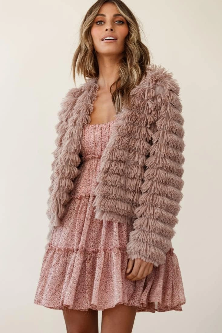 Inorin Womens Fall Open Front Cardigan Faux Fur Coat Vintage Parka Shaggy Jacket Warm Coat Tops