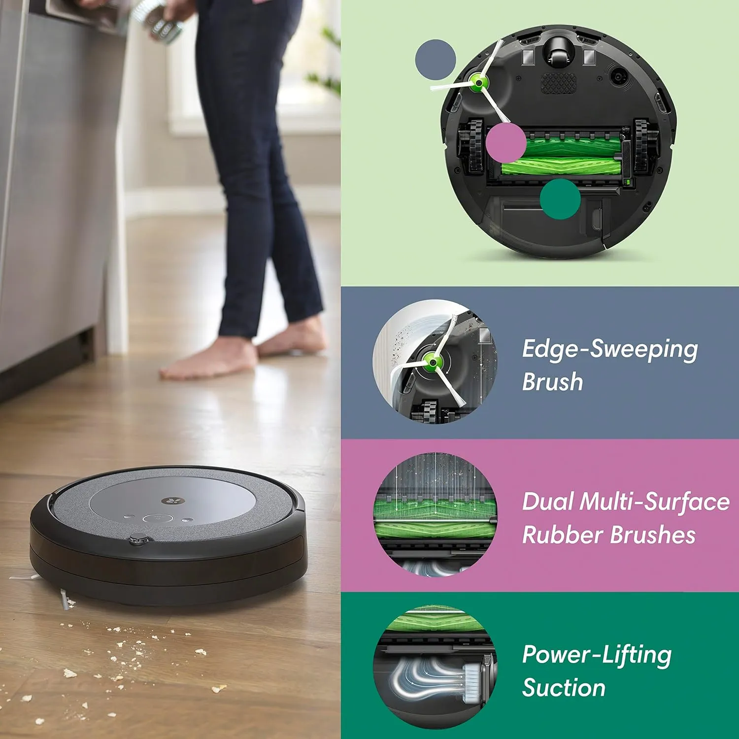 iRobot Roomba i3  EVO (3550) Self-Emptying Robot Vacuum – Now Clean by Room with Smart Mapping, Empties Itself for Up to 60 Days, Works with Alexa, Ideal for Pet Hair, Carpets​, Roomba i3 