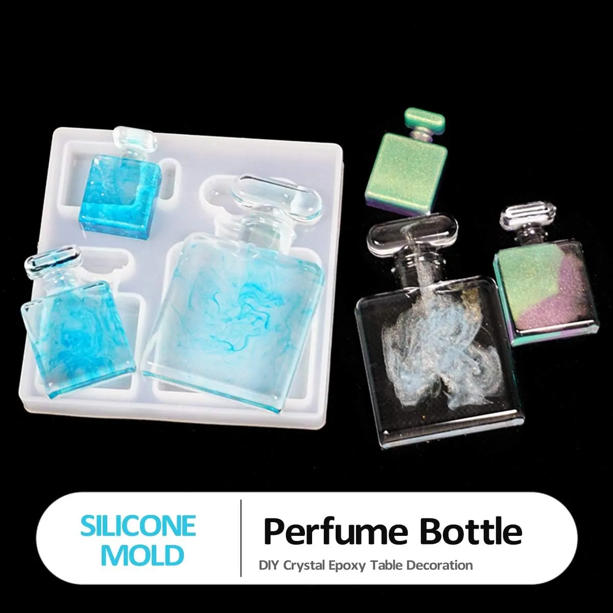 iSuperb 2 Pack Perfume Bottle Silicone Crystal Epoxy Mold Ladies Fashion Handbag Casting Resin Molds DIY Jewelry Pendant Ornament Crafts Decoration (Bottle Bag)