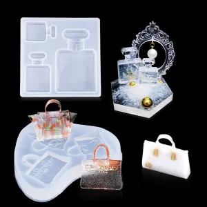 iSuperb 2 Pack Perfume Bottle Silicone Crystal Epoxy Mold Ladies Fashion Handbag Casting Resin Molds DIY Jewelry Pendant Ornament Crafts Decoration (Bottle Bag)