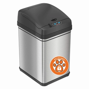 iTouchless 8 Gallon Pet-Proof Sensor Trash Can with AbsorbX Odor Control System, Stainless Steel Kitchen Garbage Bin Prevents Dogs and Cats Getting in, Battery or AC Adapter Power (Both not Included)